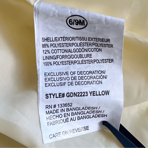 Baby Girl 6-9M Butter Yellow Schiffli Eyelet Dress White Flowers Cottagecore - Picture 11 of 13